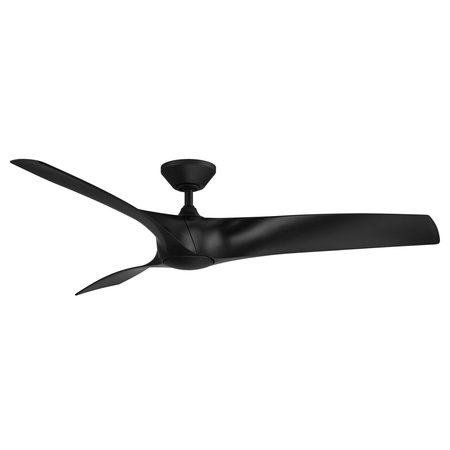 Modern Forms Zephyr 3-Blade Smart Ceiling Fan 62in Matte Black with 3000K LED Light Kit and Remote Control FR-W2006-62L